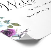 Chic Wedding Welcome Sign Paars and Blue Floral Poster (Hoek)