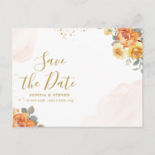 Chic wedding with orange floral Illustration Briefkaart (Voorkant)