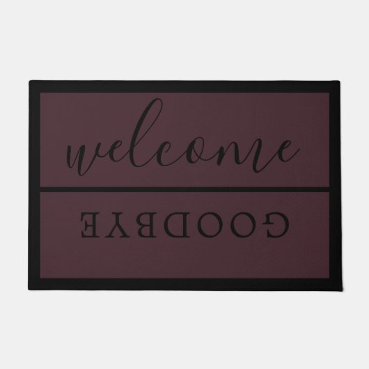 Chic Welcome Calligraphy Typography Black Burgundy Deurmat (Voorkant)