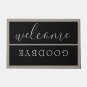 Chic Welcome Calligraphy Typography Black Gray Deurmat (Voorkant)