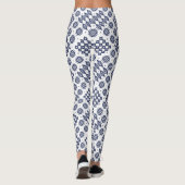 Chic Welsh Faux Tapestry Navy Blue op White Leggings (Achterkant)