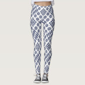 Chic Welsh Faux Tapestry Navy Blue op White Leggings (Voorkant)