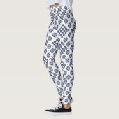 Chic Welsh Faux Tapestry Navy Blue op White Leggings (Links)