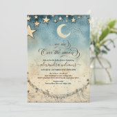 Chic We're Over the Moon Boy Baby shower Kaart (Staand voorkant)