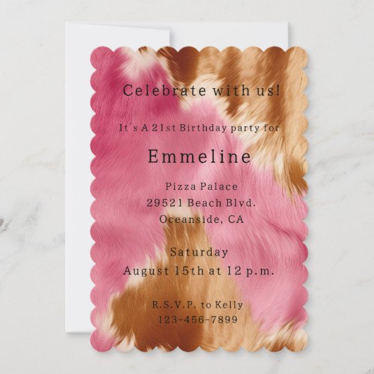 Chic Western Roze Crème Goud Cowgirl Koeienhuid Kaart (Voorkant)