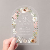 Chic Westerne Waterverf Floral Cowboy Baby shower Acryl Uitnodigingen (Insitu (Draagbaar))