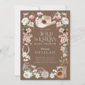 Chic Westerne Waterverf Floral Cowboy Baby shower Kaart (Voorkant)
