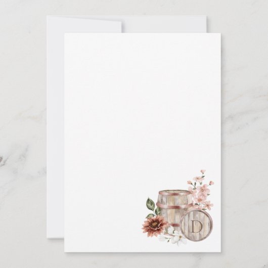 Chic Westerne Waterverf Floral Cowboy Baby shower Kaart (Achterkant)