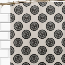 Chic Wheel Pattern Mocha Brown Douchegordijn