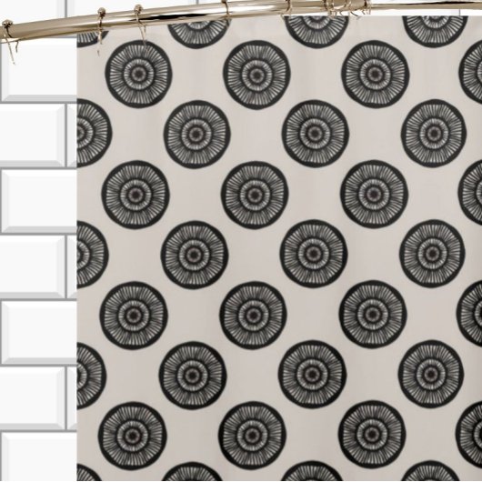 Chic Wheel Pattern Mocha Brown Douchegordijn