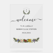 Chic Whimsical Bloemen monogram bruiloft Acryl Bord (Voorkant)