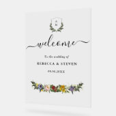 Chic Whimsical Bloemen monogram bruiloft Acryl Bord (Hoek)