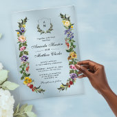 Chic Whimsical Bloemen monogram bruiloft Acryl Uitnodigingen