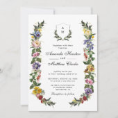 Chic Whimsical Bloemen monogram bruiloft Kaart (Voorkant)