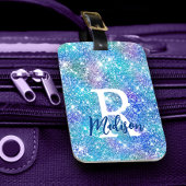 Chic whimsical blue faux monogram bagagelabel