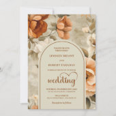 Chic Whimsical Boho Terracotta Beige Olive Wedding Kaart (Voorkant)