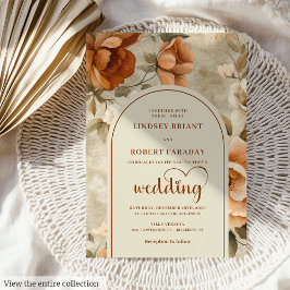 Chic Whimsical Boho Terracotta Beige Olive Wedding Kaart