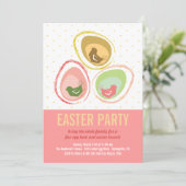 Chic Whimsical Chicken Easter Hunt Party Invite Kaart (Staand voorkant)