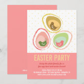 Chic Whimsical Chicken Easter Hunt Party Invite Kaart (Voorkant / Achterkant)
