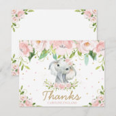 Chic Whimsical Cute Elephant Blush Pink Floral Notitiekaartje (Voorkant / Achterkant)
