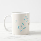 Chic Whimsical Elegant Blue Butterflies Monogram Koffiemok (Links)