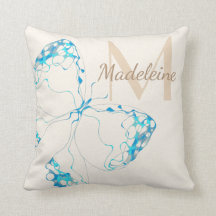 Chic Whimsical Elegant Blue Butterfly Monogram
