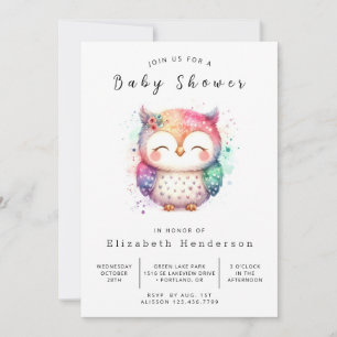 Chic Whimsical Owl Baby shower Kaart