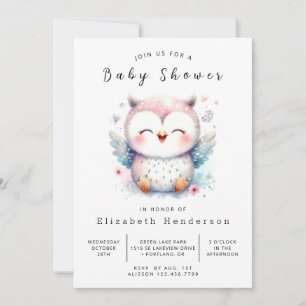 Chic Whimsical Owl Baby shower Kaart