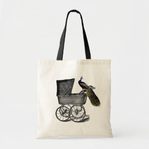 Chic Whimsical Peacock baby Carriage Tote Bag