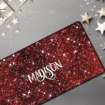 Chic whimsical red black glitter monogram