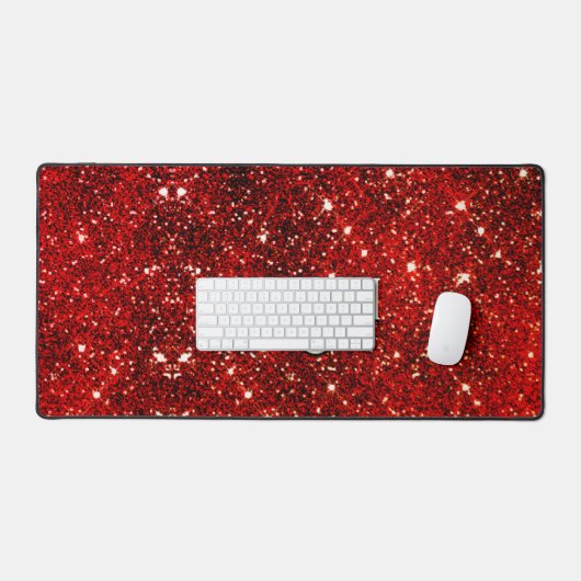 Chic whimsical red black glitter monogram bureaumat (Keyboard & Muis)