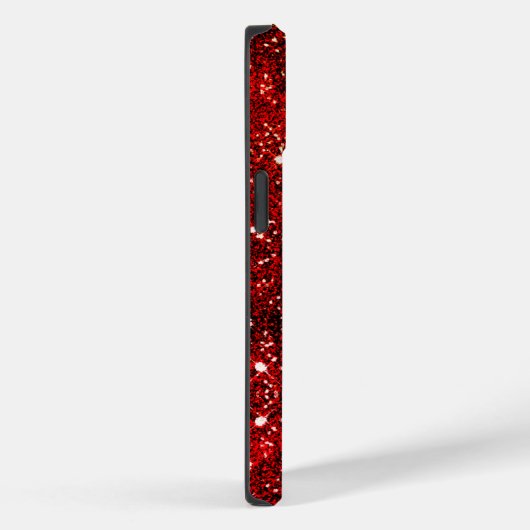 Chic whimsical red black glitter monogram Case-Mate iPhone case (Achterkant / Rechts)