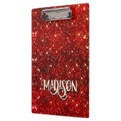 Chic whimsical red black glitter monogram klembord (Links)