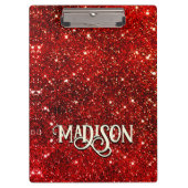 Chic whimsical red black glitter monogram klembord (Voorkant)