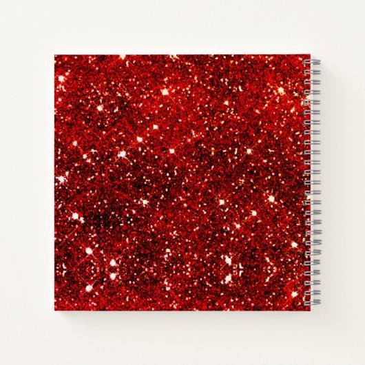 Chic whimsical red black glitter monogram notitieboek (Achterkant)