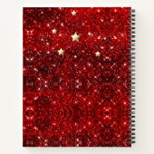 Chic whimsical red black glitter monogram notitieboek (Achterkant)