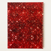 Chic whimsical red black glitter monogram planner (Achterkant)