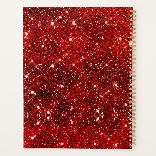 Chic whimsical red black glitter monogram planner (Achterkant)