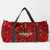 Chic whimsical red black glitter monogram plunjezak (Voorkant)