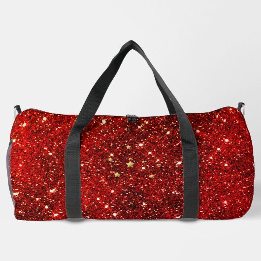 Chic whimsical red black glitter monogram plunjezak (Achterkant)