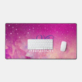 Chic whimsical roze fuchsia ombre glitter monogram bureaumat (Keyboard & Muis)