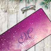Chic whimsical roze fuchsia ombre glitter monogram bureaumat