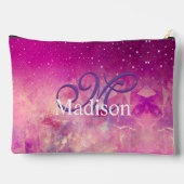 Chic whimsical roze fuchsia ombre glitter monogram etui (Achterkant)