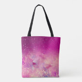 Chic whimsical roze fuchsia ombre glitter monogram tote bag (Achterkant)