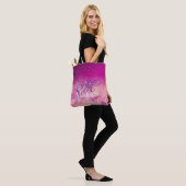 Chic whimsical roze fuchsia ombre glitter monogram tote bag (Op model)