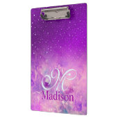 Chic whimsical roze paarse ombre glitter monogram klembord (Links)