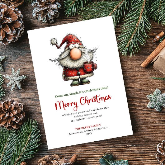 Chic Whimsical Santa Classic Festive Greeting Card Feestdagenkaart