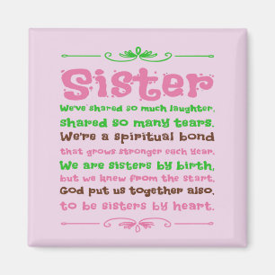 Chic Whimsical Sister Quote Magneet