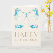 Chic Whimsical Timeless Blue Butterfly Birthday Kaart (Gele Bloem)