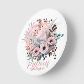 Chic Whimsical White Pink Pumpkin Floral  Ronde Klok (Hoek)